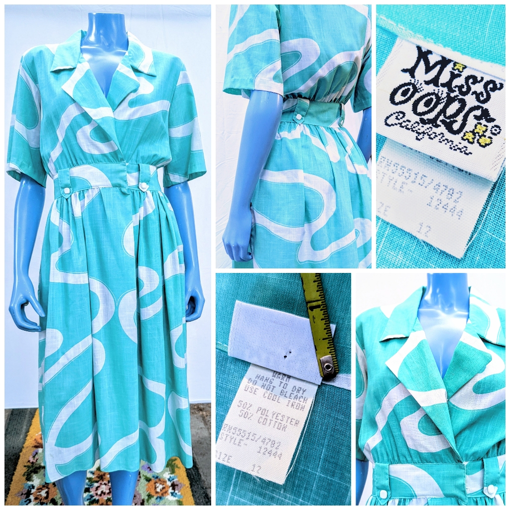 Funky Vintage 1980s Shirt Dress By Miss Oops California